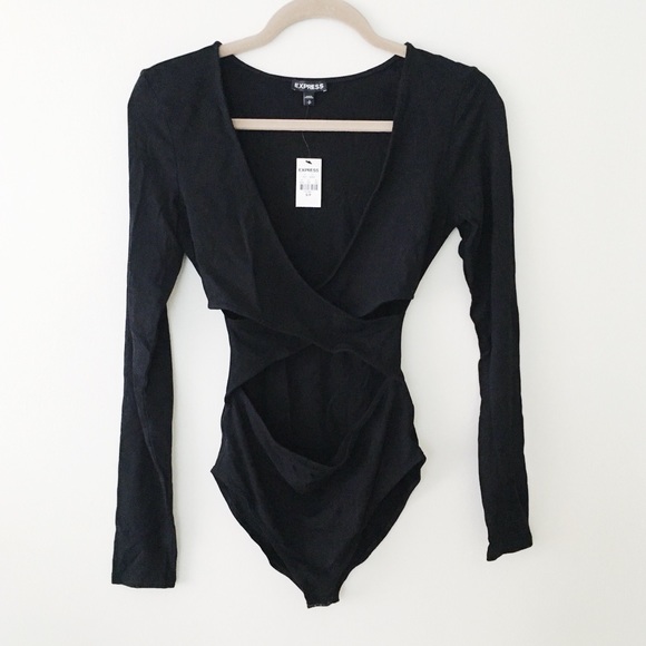 Express Other - black cutout bodysuit
